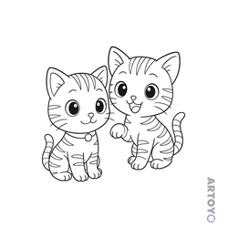 Раскраска «Полосатые котята» из категории Коты кошки, котят