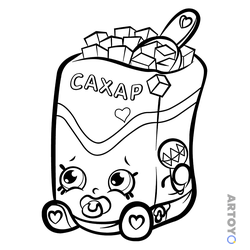 Раскраска Шопкинс Кусочки сахара — А4