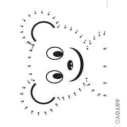 Рисование по цифрам Медвежонок, чёрно-белый контур