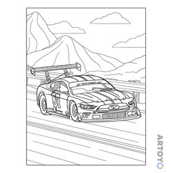 Раскраска Гоночный авто Форд Мустанг — А4