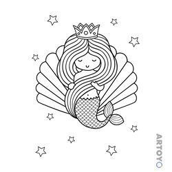 Королева русалочка — раскраска для распечатки