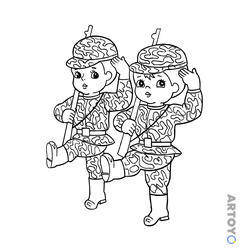 Раскраска Юные солдаты