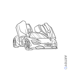 Раскраска Спортивный Макларен 720S, чёрно-белый контур