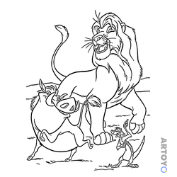 Раскраска Тимон, Пумба и Симба — А4