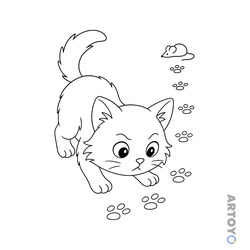 Коты кошки, котят: раскраска Кот ищет след мышки