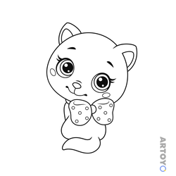 Раскраска Милая кошечка с бантиком — А4