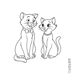 Коты кошки, котят: раскраска Коты-аристократы