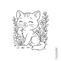 Раскраска Ласковый котенок — А4