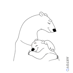 Раскраска Умка обнимает маму — А4