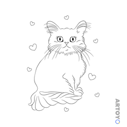 Кошка мяу — раскраска для распечатки