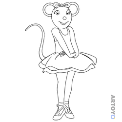 Раскраска Мышь Ангелина балерина