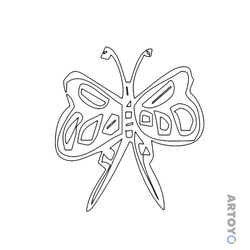 Стилизованная бабочка с длинными заострёнными нижними крыльями и геометрическими ячейками