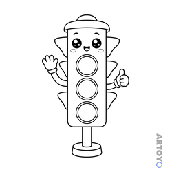 Раскраска Кавайный светофор — А4