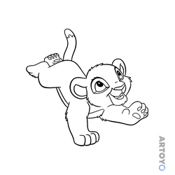 Короли Лев: раскраска Симба играет
