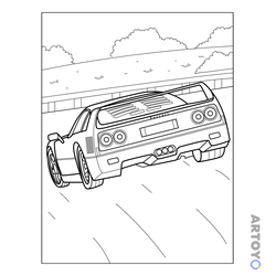 Раскраска Ретро Феррари F40 — А4