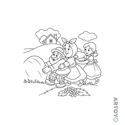 Раскраска Репка, дедка, бабка и внучка