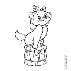 Коты кошки, котят: раскраска Кошечка на подушке