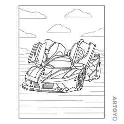 Раскраска Гоночный автомобиль LaFerrari