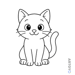 Раскраска «Аккуратный кот сидит» из категории Коты кошки, котят