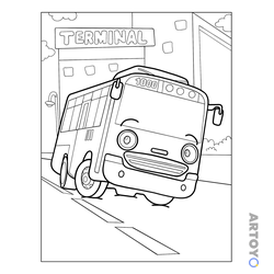 Раскраска Милый автобус Роги