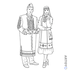 Раскраска Чуваши в национальном костюме — А4