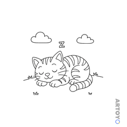 Раскраска «Котенок сладко спит» из категории Коты кошки, котят