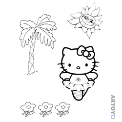 Хелло Китти: раскраска Kitty занимается балетом