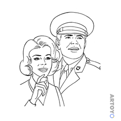 Раскраска Семья отмечает 23 февраля — А4