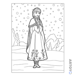 Раскраска Принцесса Анна и снег — А4