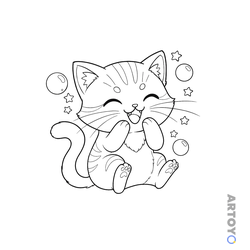 Коты кошки, котят: раскраска Котёнок заходится от смеха