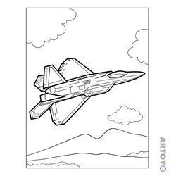 Истребители: раскраска Американский истребитель F-22 «Раптор»