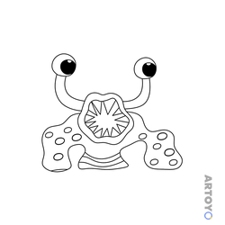 Раскраска Зубастый монстр Нибблер, чёрно-белый контур