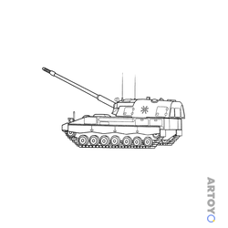 Немецкая самоходная артиллерийская установка PzH 2000 — раскраска для распечатки
