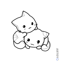 Аниме котики: раскраска Аниме котики