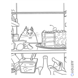 Раскраска кошка Хлоя и тортик — А4