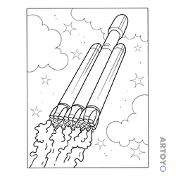Раскраска Тяжёлый Сокол - американская ракета-носитель SpaceX
