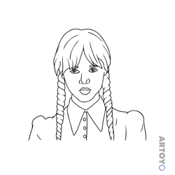 Раскраска Уэнсдей с леденящим взглядом — А4