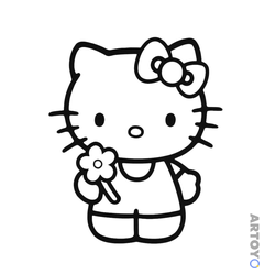 Раскраска Kitty с цветочком