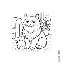 Шикарный домашний кот — раскраска для распечатки
