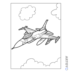 Раскраска «Американский истребитель F-16 Боевой сокол» из категории Истребители