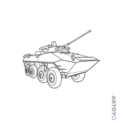 Военная техники: раскраска БТР с пушкой