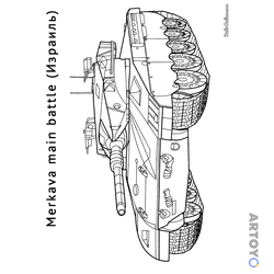 Танк Merkava — раскраска для распечатки