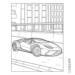 Раскраска Ламборгини Aventador в городе — А4
