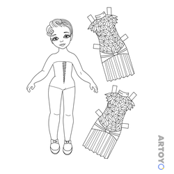 Раскраска Бумажная кукла девочка Аманда