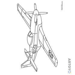 Раскраска Военный самолёт P51 — А4