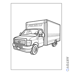 Двухосный фургон Ford с большим закрытым грузовым кузовом, вид спереди сбоку