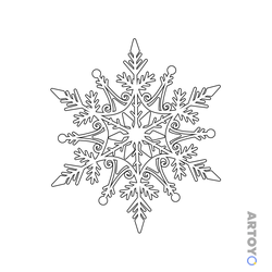 Раскраска Снежинка Frozen, чёрно-белый контур