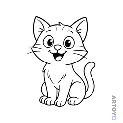 Коты кошки, котят: раскраска Весёлый кот сидит
