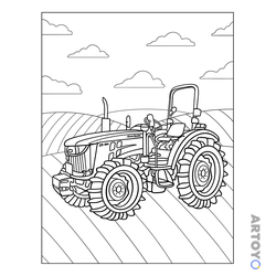 Трактор с открытым сиденьем и надписями John Deere и 30-404 на капоте среди полос поля