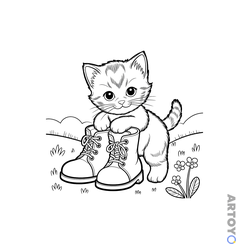 Раскраска Кот в башмаках